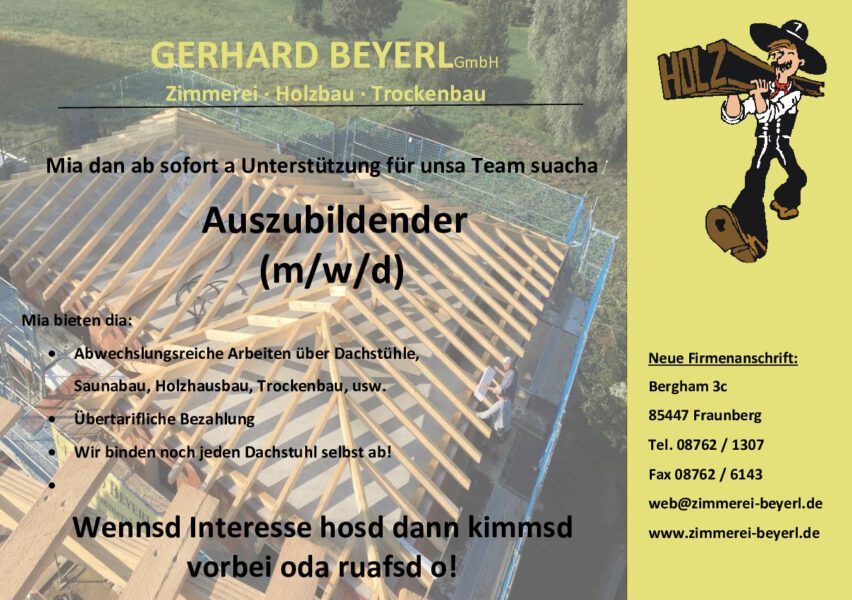Stellenanzeigen – Zimmerei Beyerl